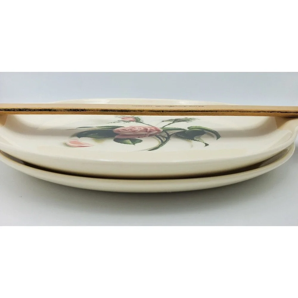 Universal Potteries 1950-59 Ballerina Pink Moss Rose Plate &‎ Round Platter USA